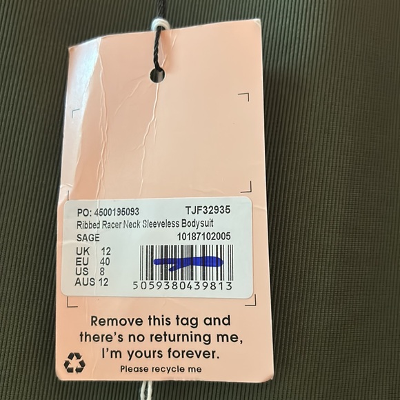 Misguided Olive Green Sleeveless Body Suit NWT US 8 - Picture 5 of 5